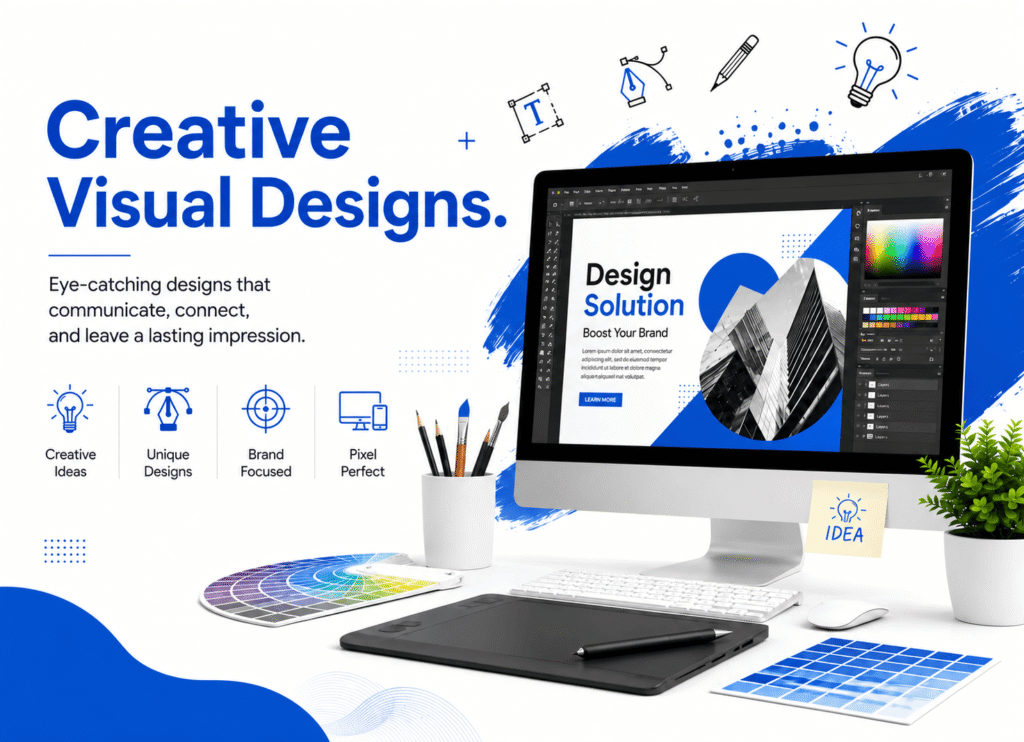 Custom creative visuals, and video production services for branding and digital marketing