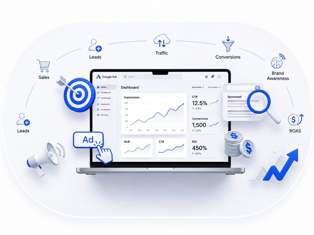 search engine marketing campaign driving website traffic and business growth.